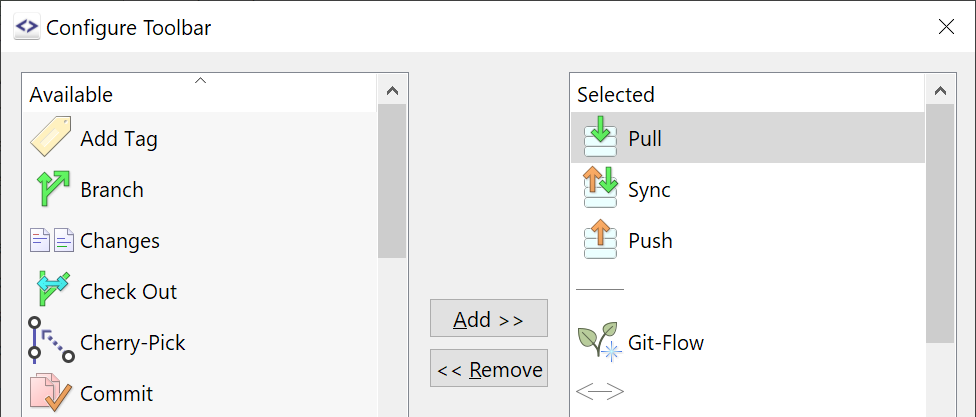 Screenshot of SmartGit showing the standard layout with working tree, commit history, and index side by side.